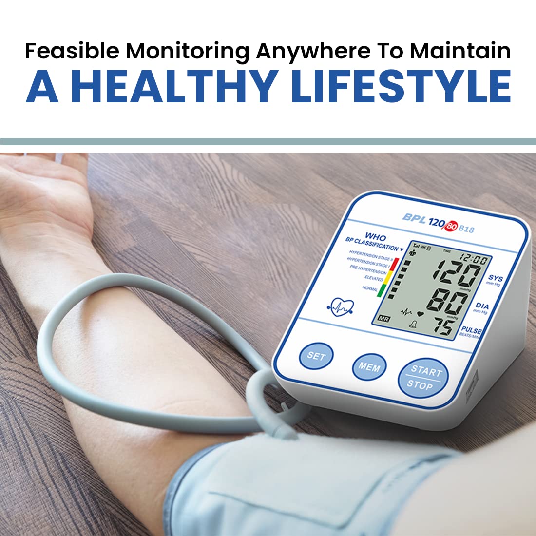 BPL Medical Technologies BPL 120/80 B18 Digital Blood Pressure Monitor with USB Compatibility (White) | CE Certified