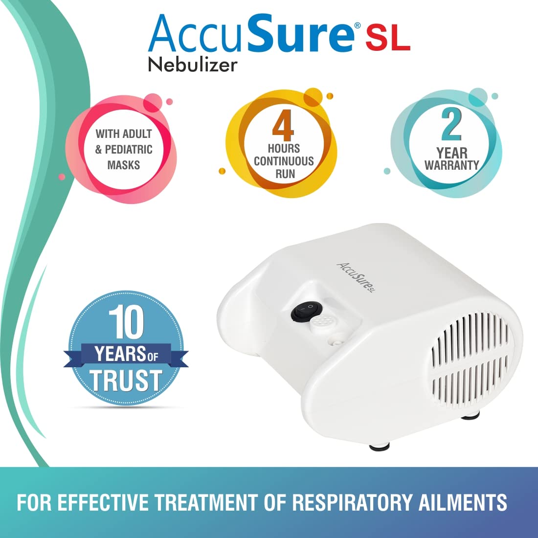 AccuSure SL White Compressor Complete Kit Nebulizer with Child and Adult Masks