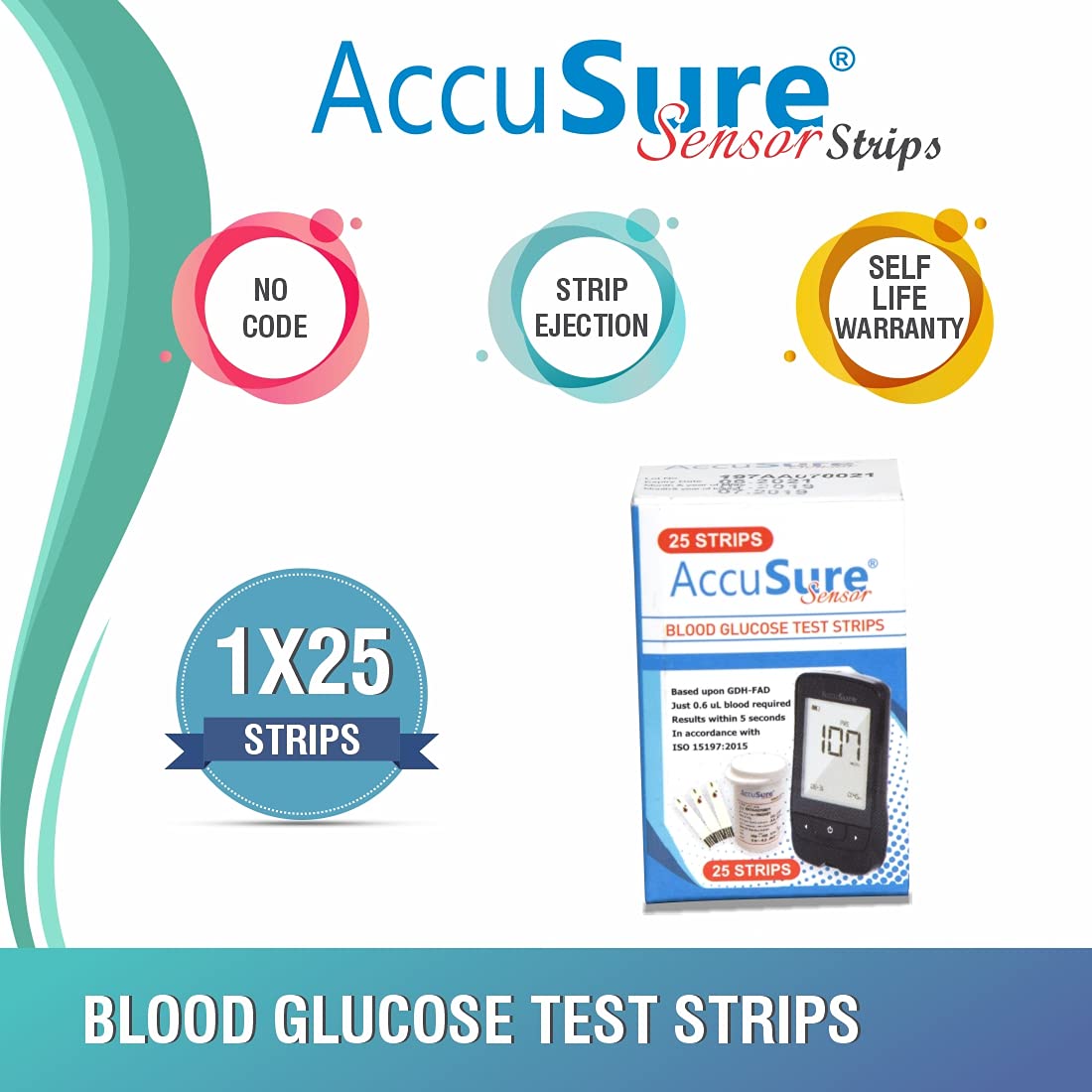 AccuSure Sensor Glucometer Test Strips