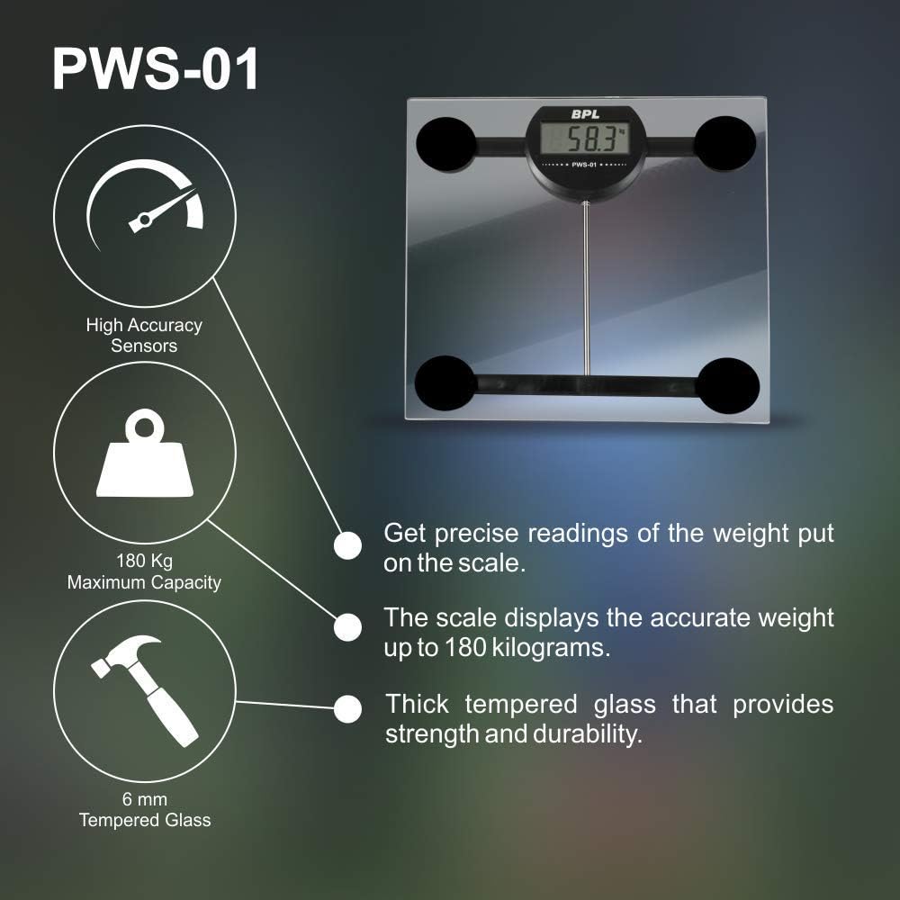 BPL Medical Technologies PWS-01 Personal Weighing Scale for accurate Weight Measurement (Transparent)