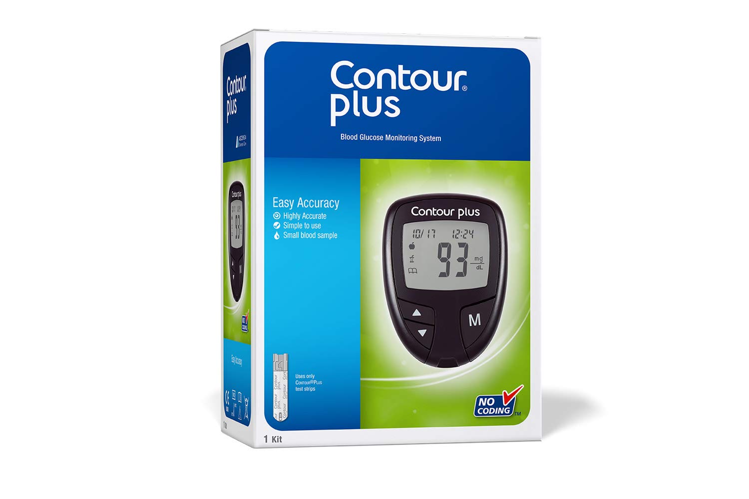 Contour Plus Blood Glucose Monitoring System Glucometer with 75 Strips