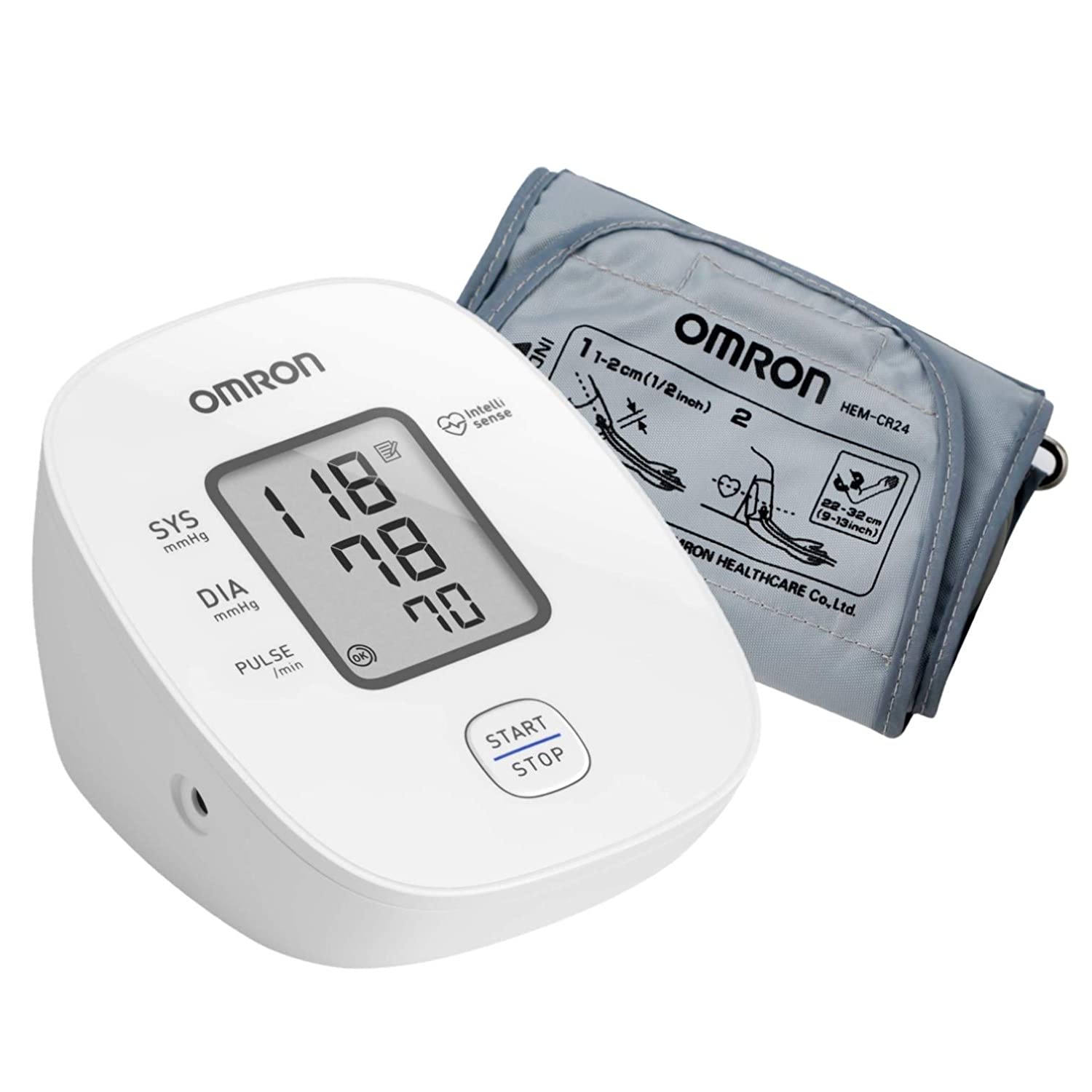 Omron HEM 7121J Fully Automatic Digital Blood Pressure Monitor with Intellisense Technology & Cuff Wrapping Guide for Most Accurate Measurement (White)