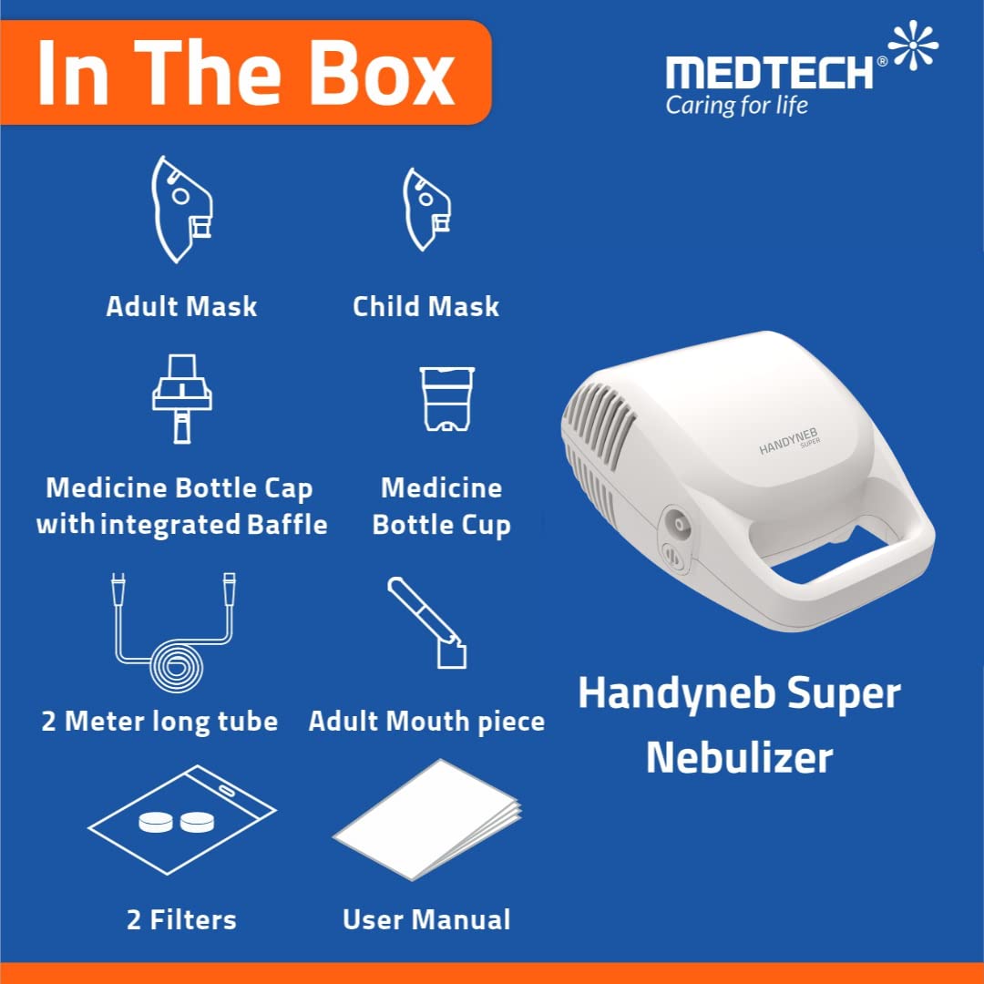 Medtech Handyneb Smart Compressor Nebulizer Machine with Kit for Adult and Kids Nebulizer (White)