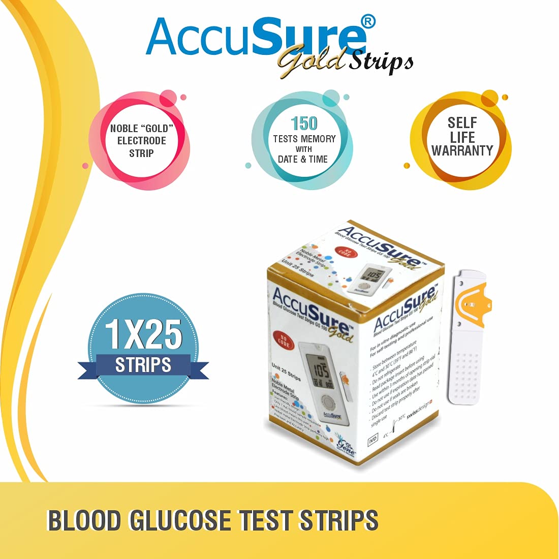 AccuSure Gold Glucometer Test Strips