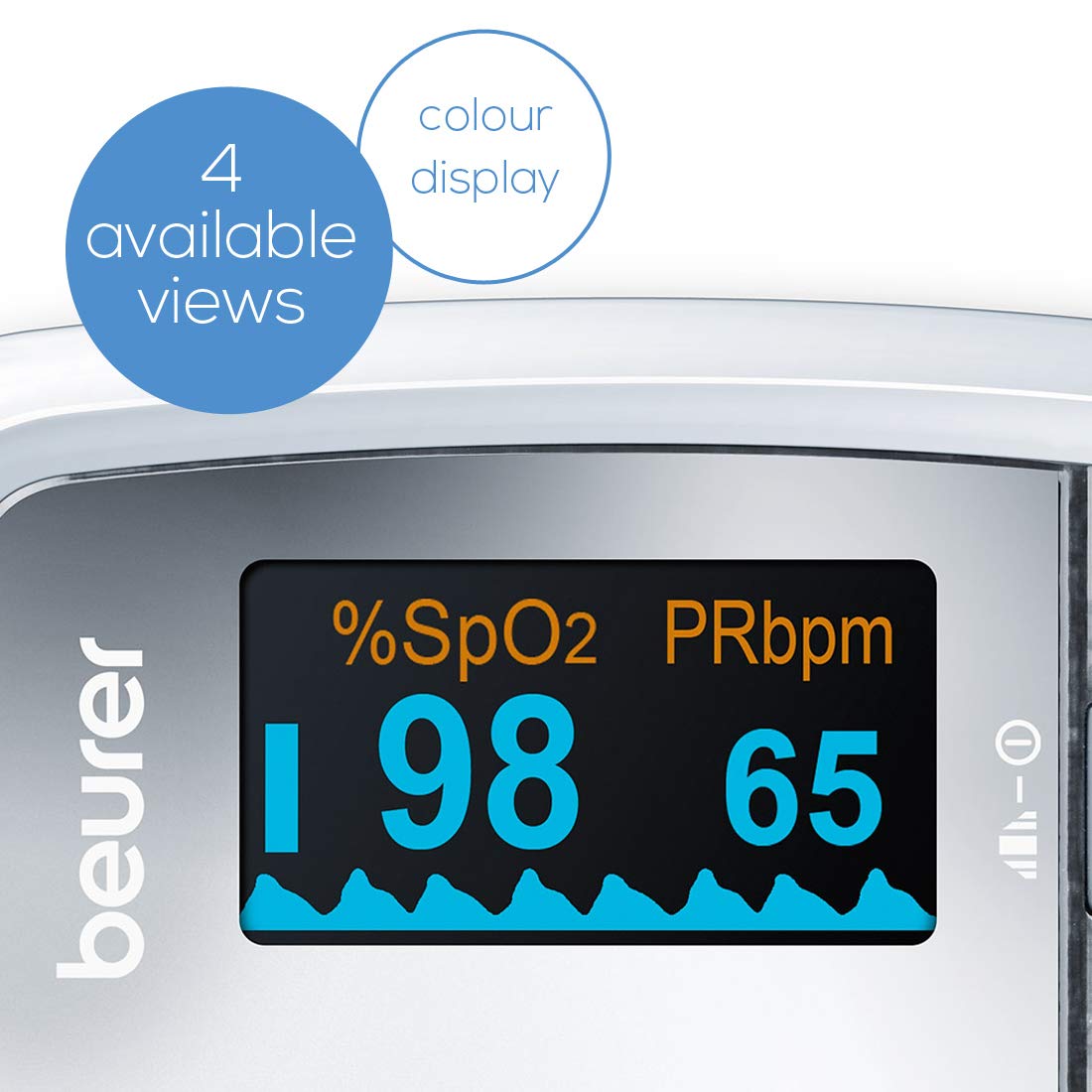 Beurer PO30 Pulse Oximeter, Blood Oxygen Saturation & Heart Rate Monitor, 5 Years Warranty - Grey