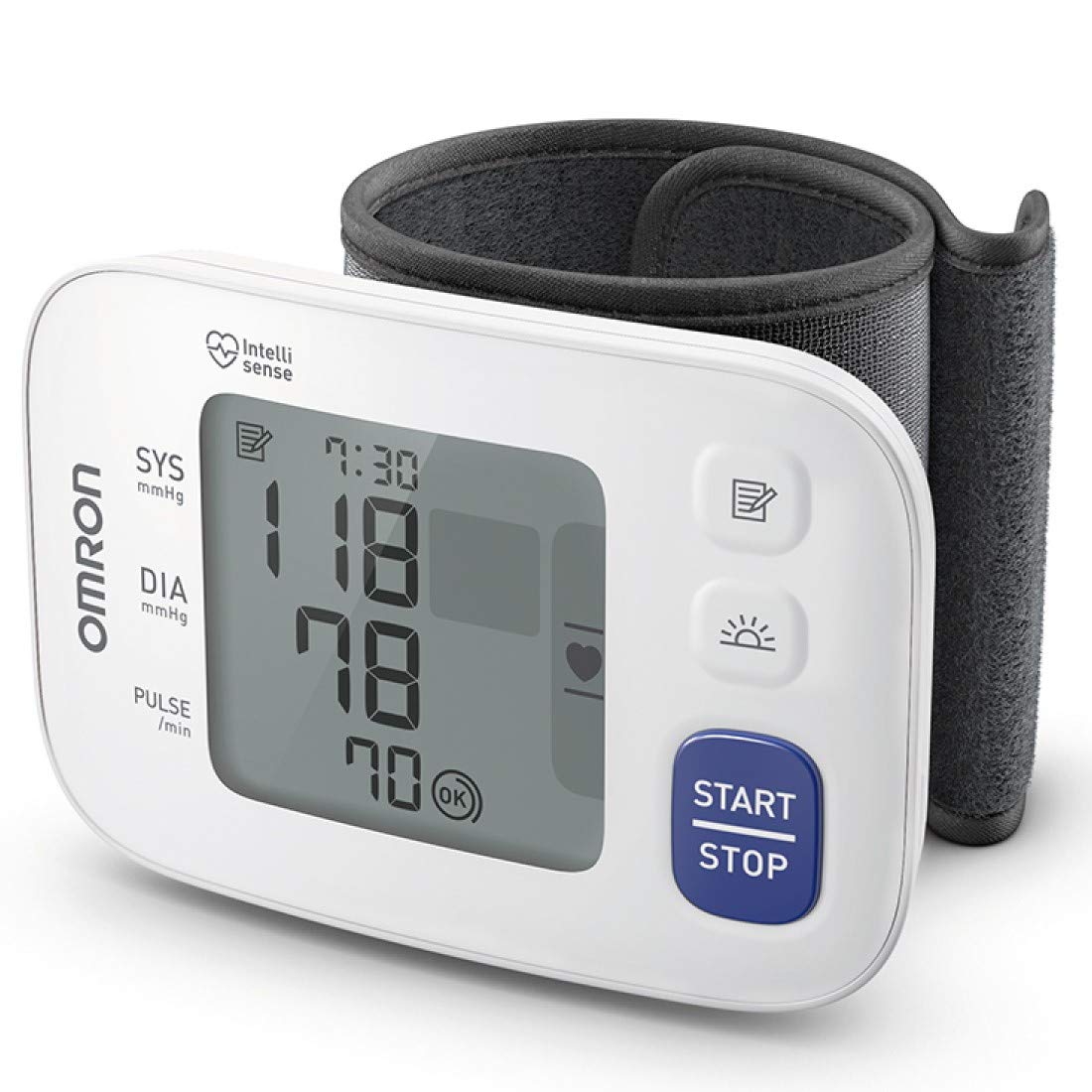 Omron HEM 6181 Fully Automatic Wrist Blood Pressure Monitor with Intelligence Technology, Cuff Wrapping Guide and Irregular Heartbeat Detection for Most Accurate Measurement (White)