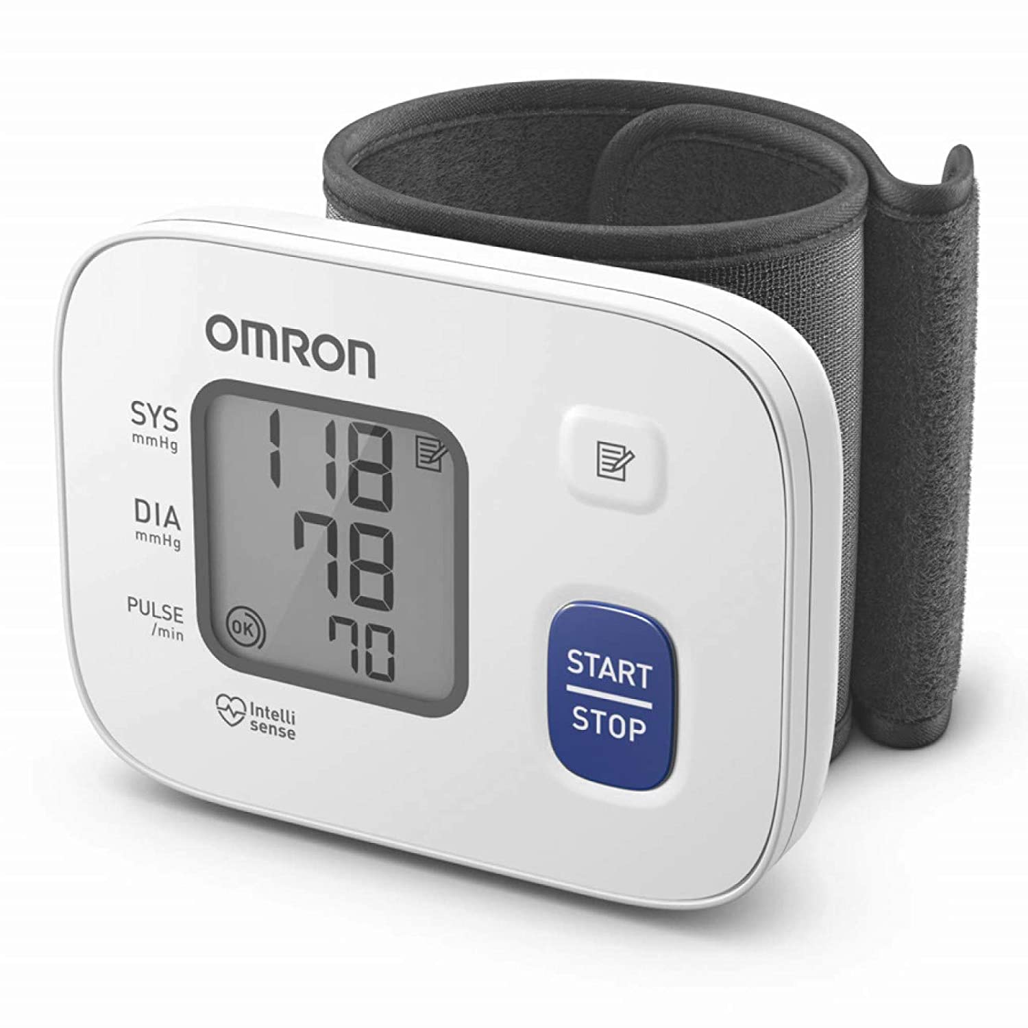 Omron HEM 6161 Fully Automatic Wrist Blood Pressure Monitor with Intellisense Technology, Cuff Wrapping Guide and Irregular Heartbeat Detection for Most Accurate Measurement (White)
