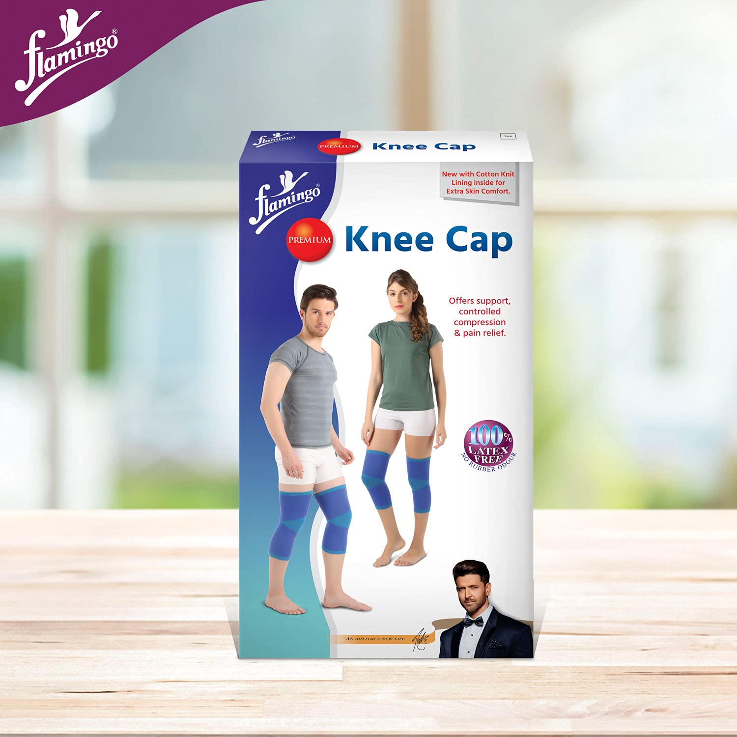 Flamingo Knee Cap Support Brace for Knee Pain, Gym Workout, Running, Arthritis | Joint Pain Relief Protection for Men and Women | Heal Sports Injury and Reduce Inflammation 