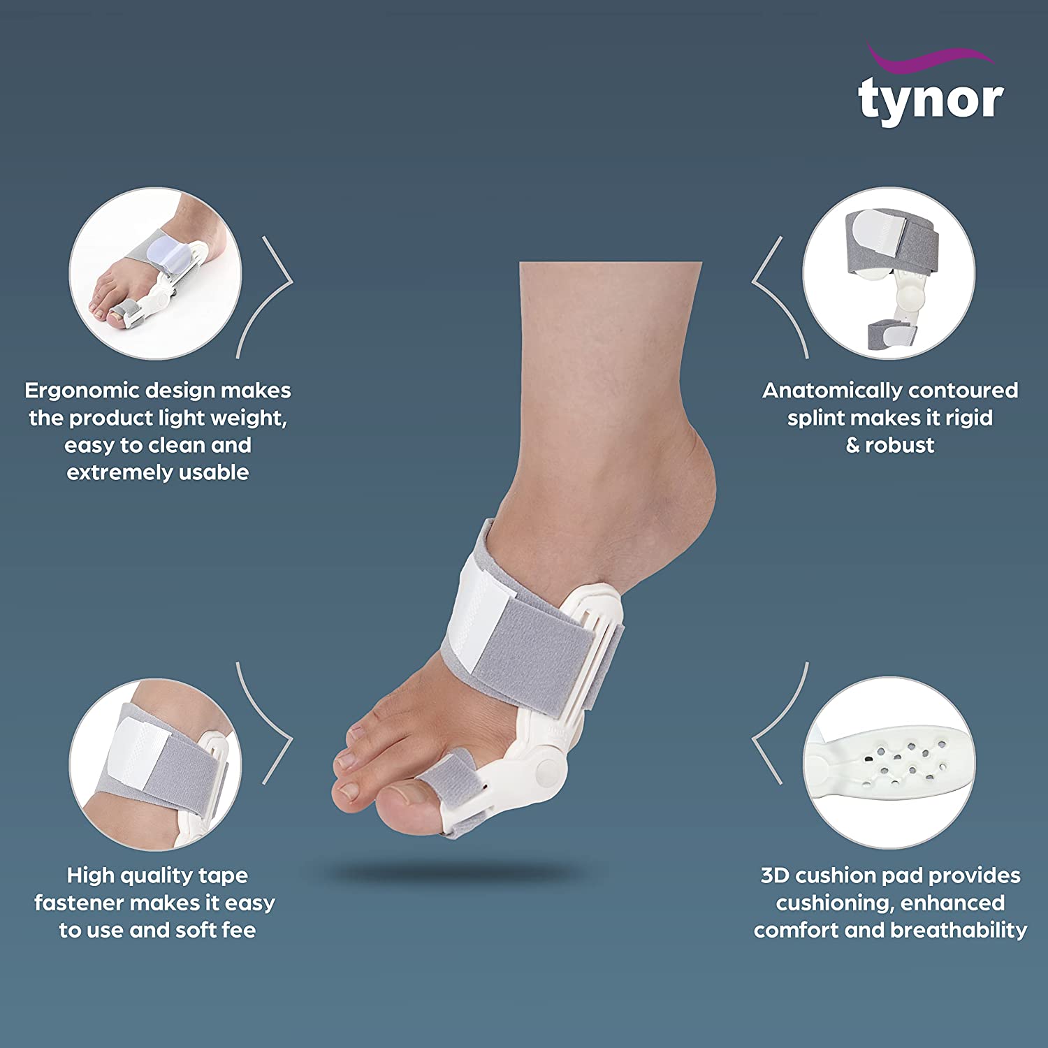TYNOR Bunion Splint Foot Support  (Grey, White)