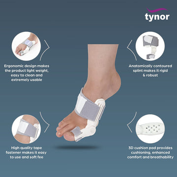TYNOR Bunion Splint Foot Support (Grey, White)