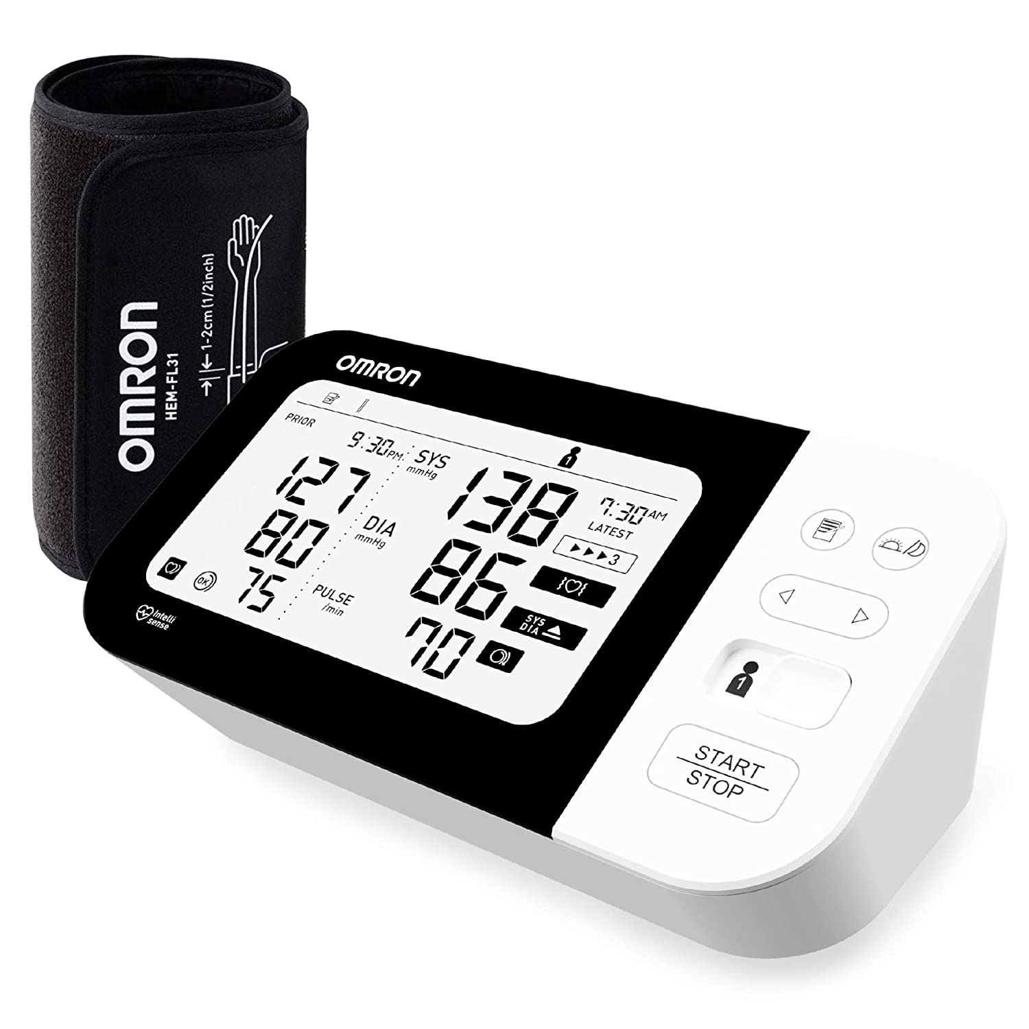Omron HEM 7361T Bluetooth Digital Blood Pressure Monitor for Clinical & Professional Use with Afib Indicator and 360° Accuracy Intelliwrap Cuff (White)