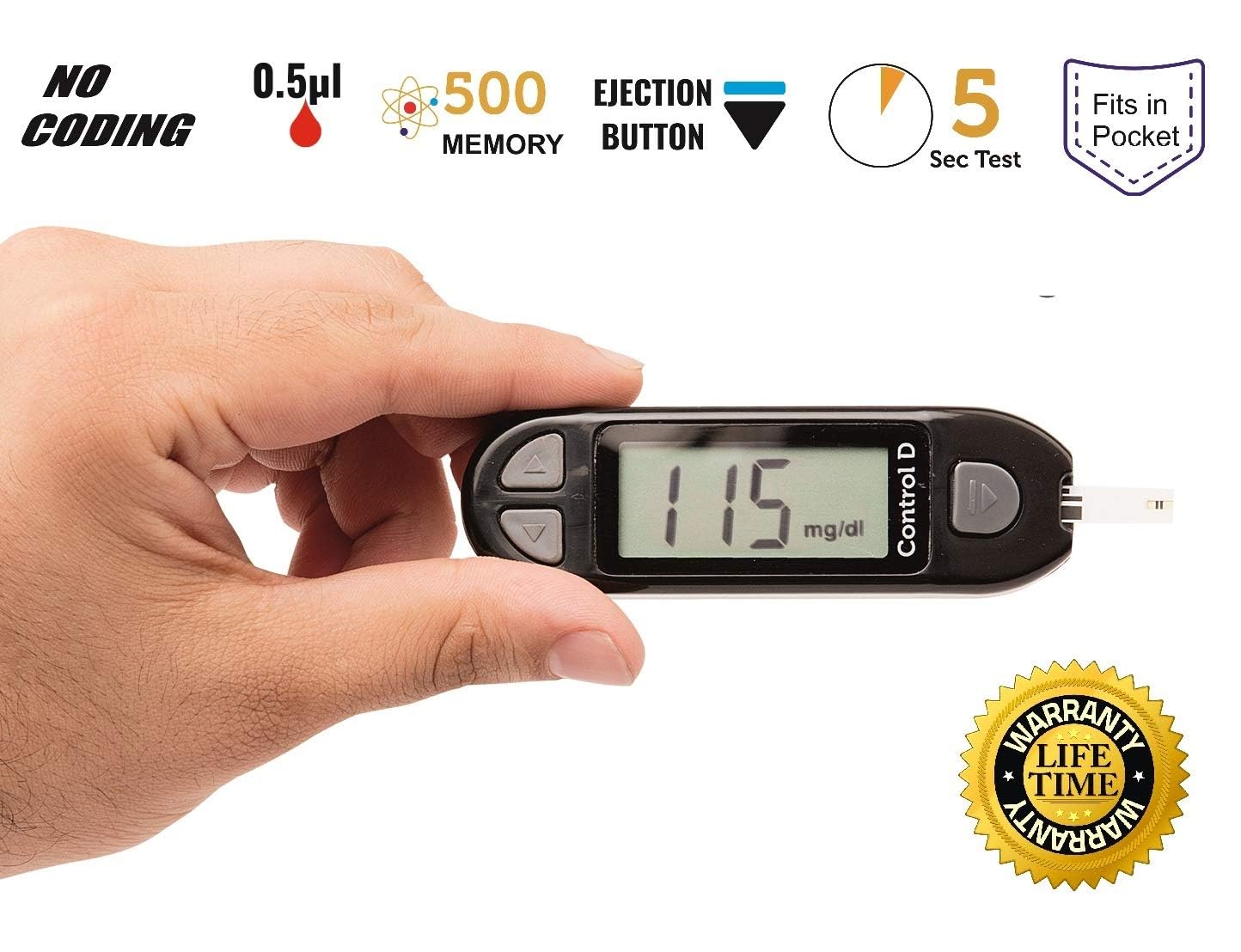 Control D Glucometer with 50 Strips