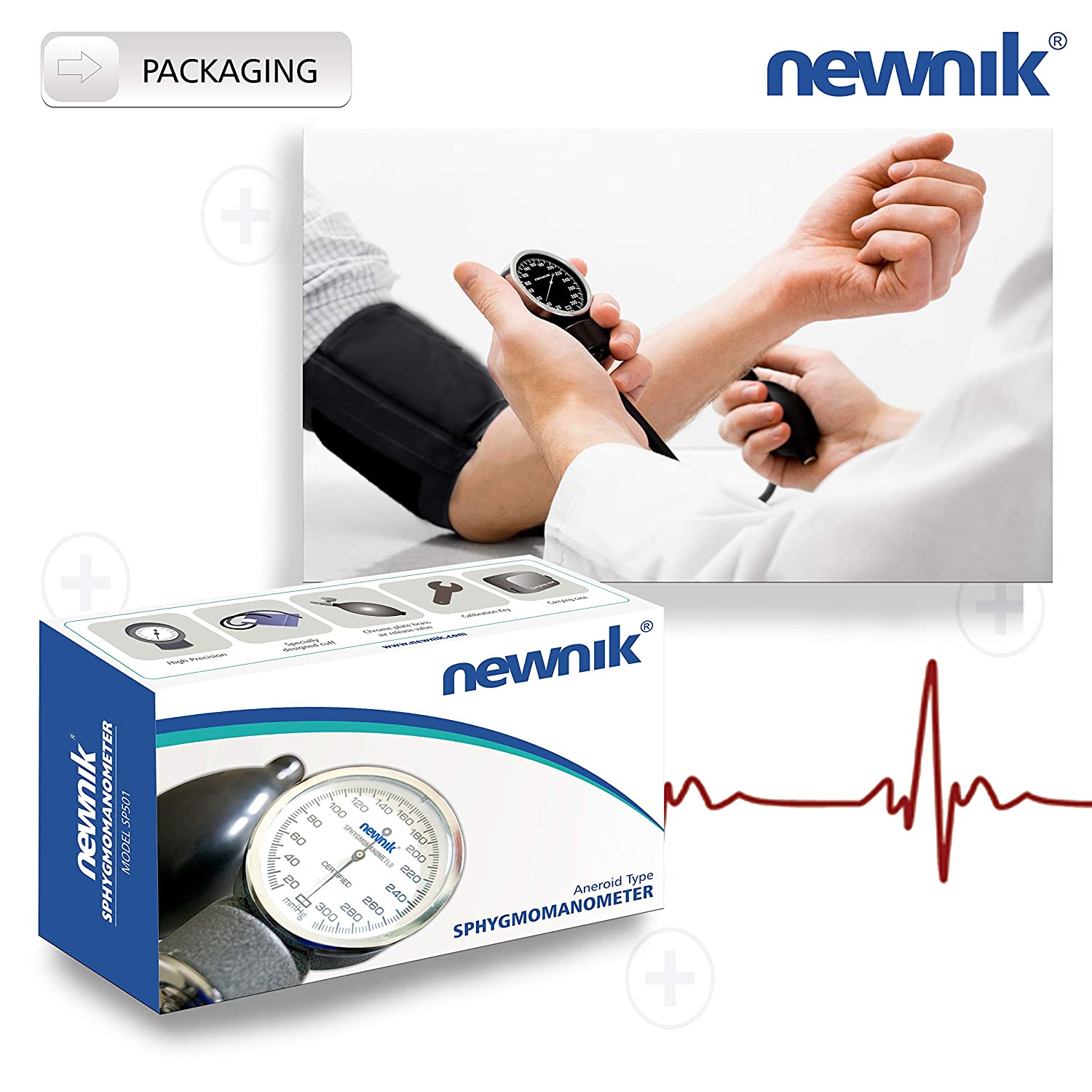 Newnik SP501 Sphygmomanometer/Aneroid Bp Monitor With Free basic Stethoscope, Cuff & Carrying Case