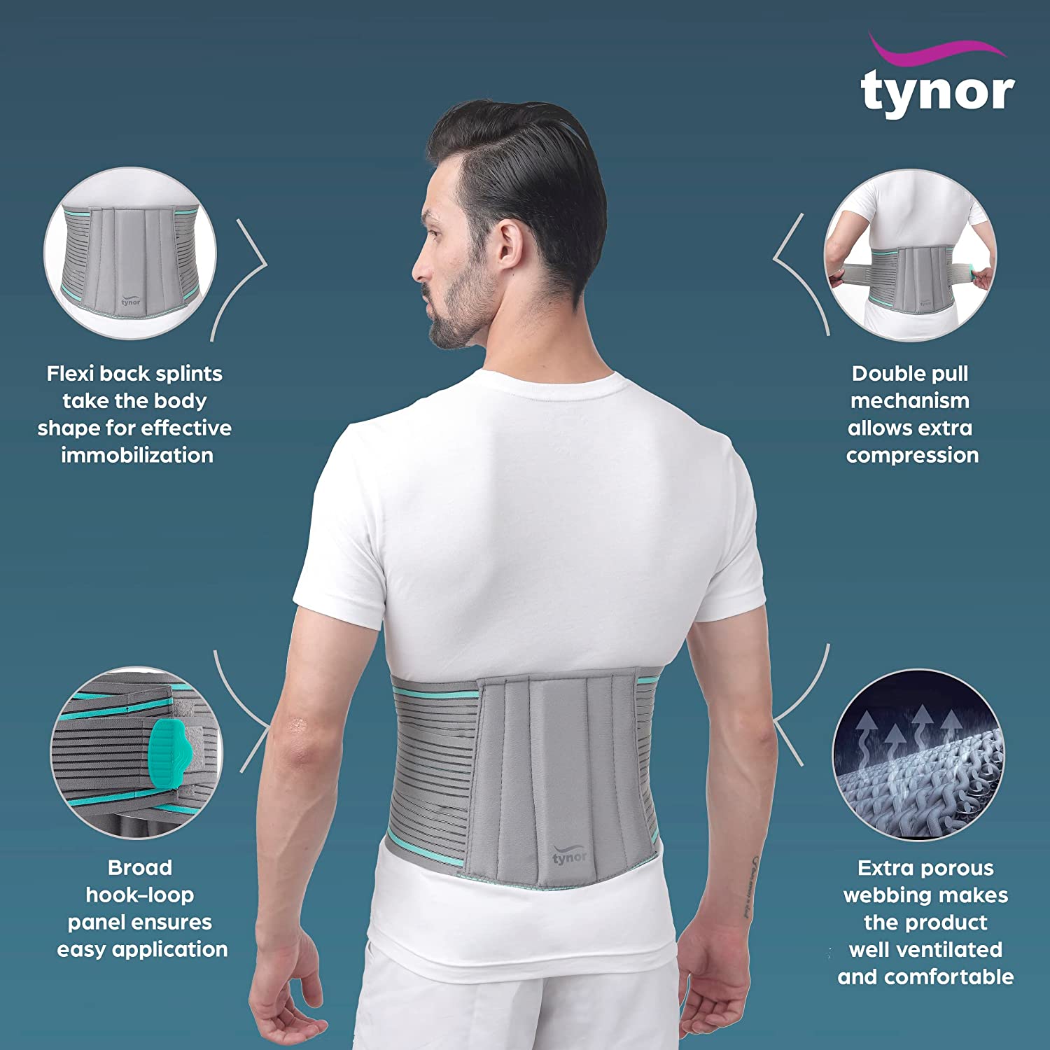 TYNOR Lumbo Sacral Belt, Grey, Small, 1 Unit