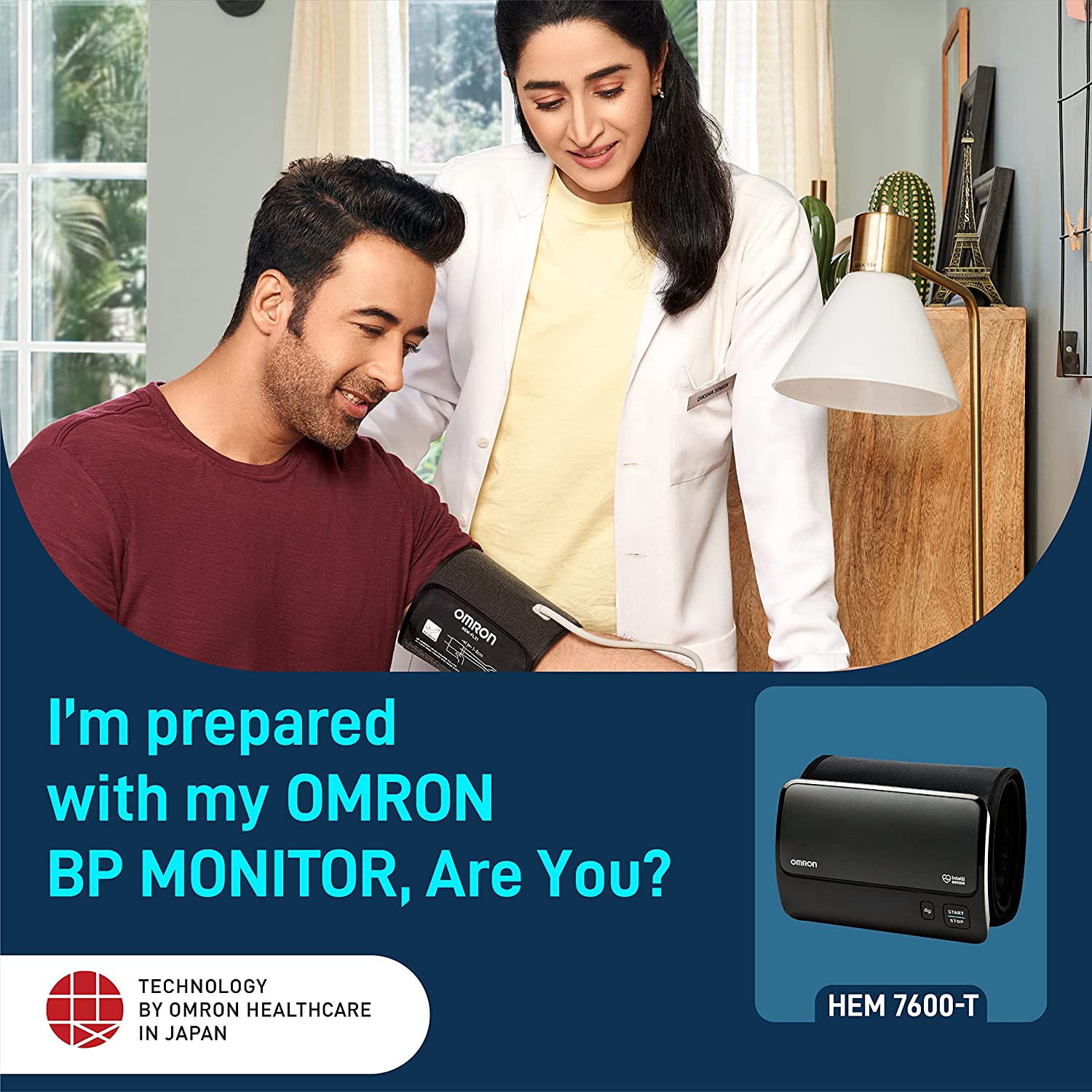 Omron Smart Elite+ HEM 7600T Tubeless 360° Accurate Digital Blood Pressure Monitor With Intellisense Technology Intelli Wrap Cuff With Bluetooth