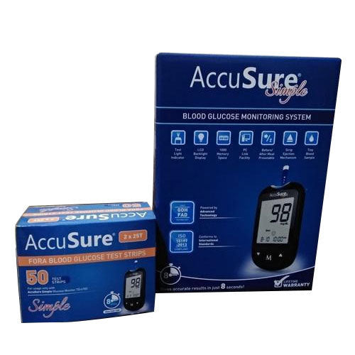 AccuSure Blue Digital Blood Glucometer Kit |with 25 Strips ,10 Lancet,1 Lancing device for Accurate Blood Glucose Sugar Testing Machine